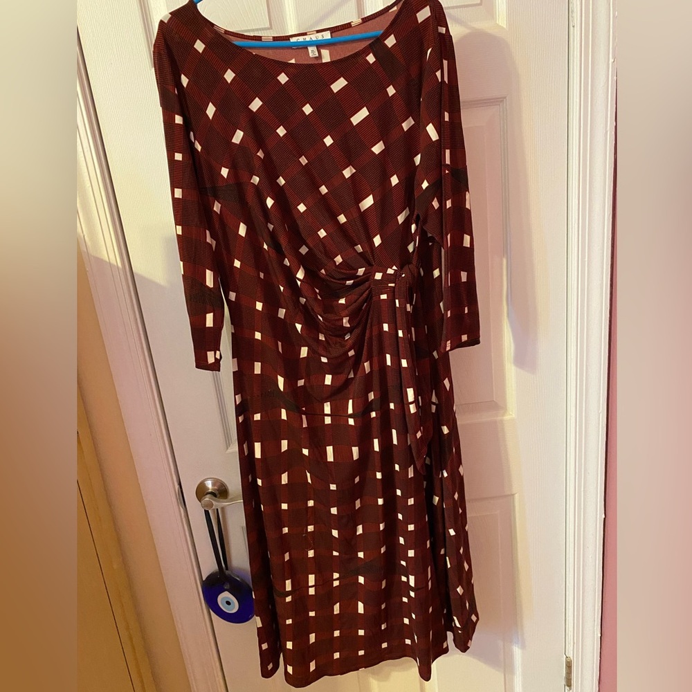 Open to offers -  Burgundy and White Long Sleeve Dress